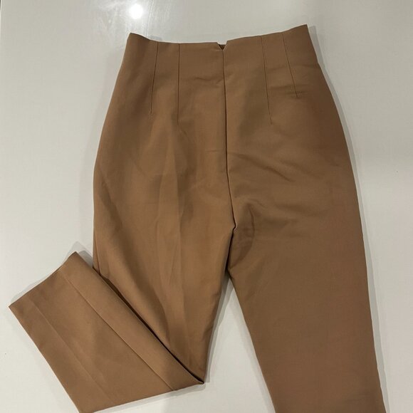 Women's Pants "Zara" High-rise Straight Leg Tan Camel Pants Size Medium - Picture 2 of 3